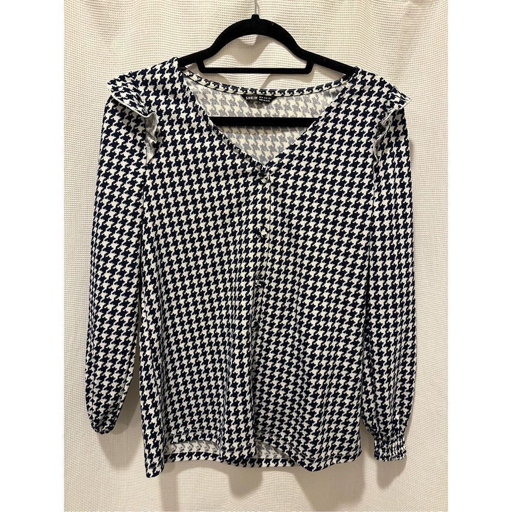 Navy Shirt with Pattern - Size M